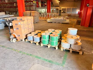 Cable and camera material delivered to a logistics warehouse